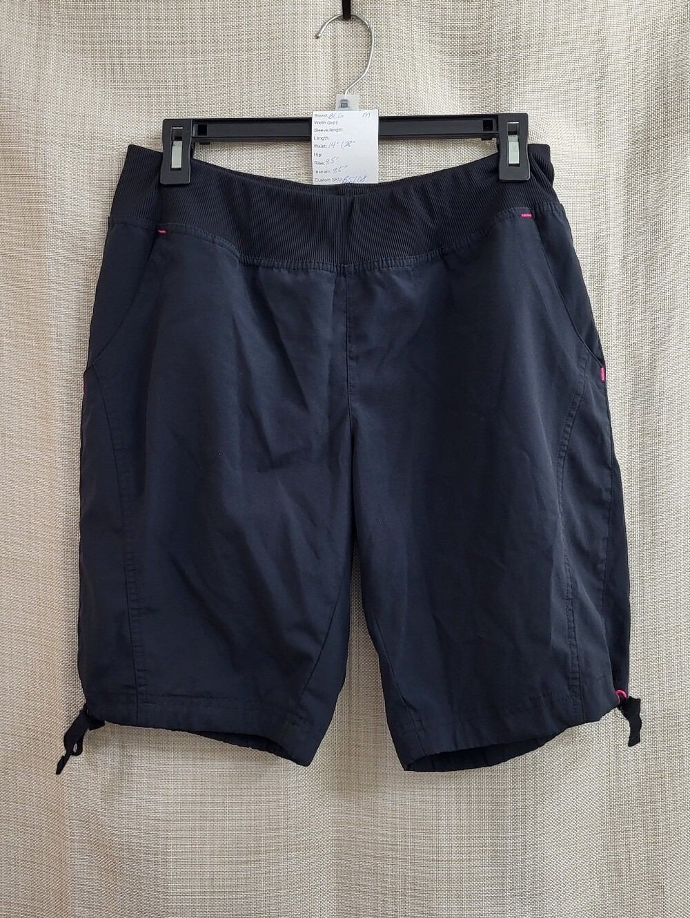 BCG Women's Black Pink Athletic Bermuda Shorts Elastic Waist Pockets Size Med